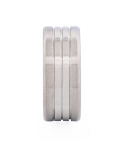 Alternative view of Brushed Stainless Steel Ring with Double Polished Centre Bands