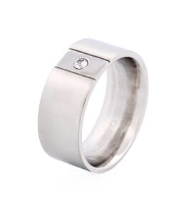 Alternative view of Stainless Steel Ring with Cubic Zirconia In Centre