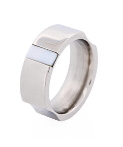 Alternative view of Polished Stainless Steel with Mother of Pearl Ring