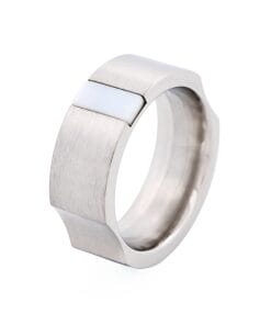 Alternative view of Brushed Stainless Steel with Mother of Pearl Ring