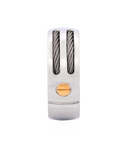 Brushed Stainless Steel with Cable Wire and Gold Screws Ring