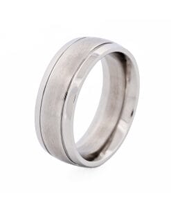 Polished Stainless Steel Ring with Brushed Centre Band
