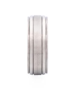 Polished Stainless Steel Wide Ring with Brushed Centre Band
