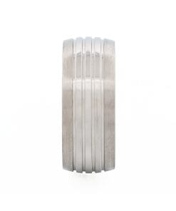 Alternative view of Brushed Stainless Steel Ring with Polished Triple Centre Band