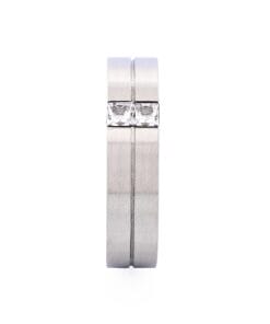 Brushed Stainless Steel Ring with Two Cubic Zirconia