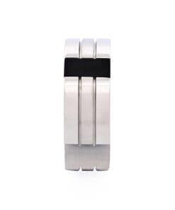 Brushed & Polished Stainless Steel Onyx Ring