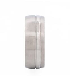 Alternative view of Brushed & Polished Stripe Stainless Steel Ring