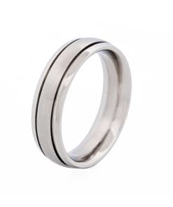 Thin Polished Stainless Steel Ring with a Brushed Centre Band