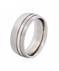 Brushed & Polished Stripe Stainless Steel Ring