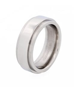 Polished Stainless Steel Ring with Raised Centre Band