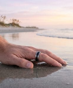 Alternative view of Polished Stainless Steel Ring with Black Carbon Fibre Inlay