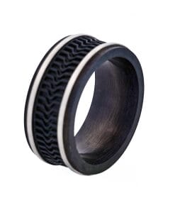 Brushed Stainless Steel & Ion Plated Black with Rubber Tread Ring