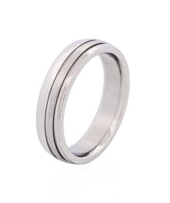 Brushed & Polished Slim Stainless Steel Ring