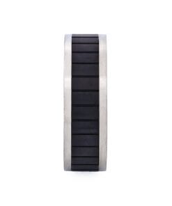 Alternative view of Brushed Stainless Steel Ring with Ion Plated Matt Black Band