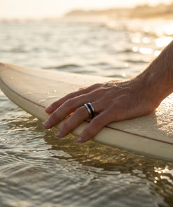 Alternative view of Stainless Steel Ion Plated Black Centre-Band Ring