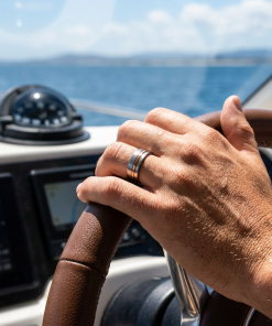 Alternative view of Brushed Stainless Steel Ring with Polished Ion Plated Rose Gold Band