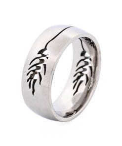 Brushed Stainless Steel with Cutout Fish Pattern Ring