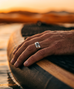 Alternative view of Brushed Stainless Steel with Cutout Fish Pattern Ring