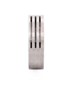 Brushed Stainless Steel Ring with Three Cutout lines