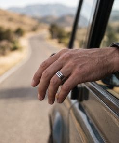 Alternative view of Brushed Stainless Steel Ring with Three Cutout lines
