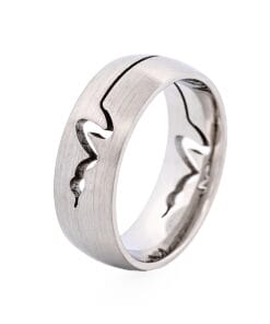 Brushed Stainless Steel Ring with Cutout Serpent Pattern