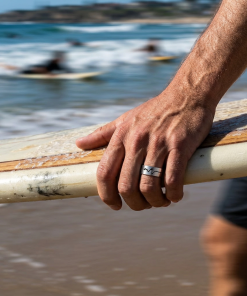 Alternative view of Brushed Stainless Steel Ring with Cutout Serpent Pattern