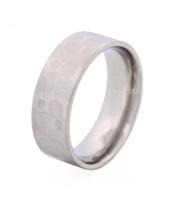 Brushed Stainless Steel Ring with Frosted Circle Pattern