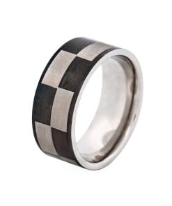 Frosted Stainless Steel with Ion Plated Black Check Ring