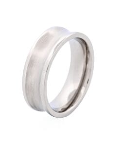 Brushed Stainless Steel Concave Band Ring