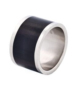 Polished Stainless Steel Ring with Black Lacquer Inlay