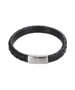 Alternative view of Savage - Black Braided Leather Stainless Steel Bracelet