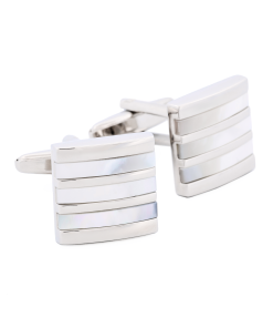 Alternative view of Rhodium/Mother Of Pearl Cufflinks
