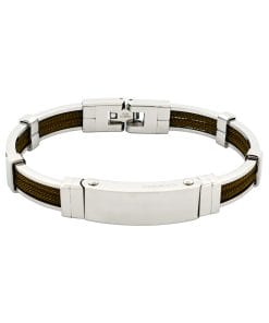 Bracelet in Polished Stainless Steel & Double Rope, Army