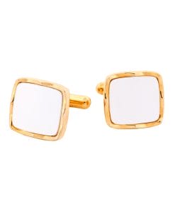 Alternative view of Large square pearl-white Cufflinks gold plated