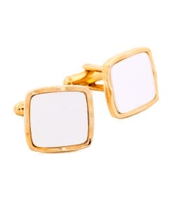Large square pearl-white Cufflinks gold plated