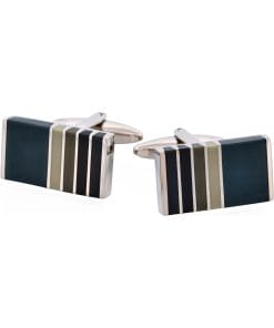 Black & Grey Striped Cat’s Eye Rectangle Cufflinks