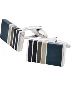 Alternative view of Black & Grey Striped Cat’s Eye Rectangle Cufflinks