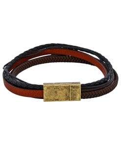 Sienna Dual Weave Brown and Black Leather Bracelet