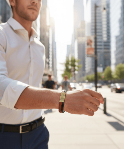 Alternative view of Sienna Dual Weave Brown and Black Leather Bracelet
