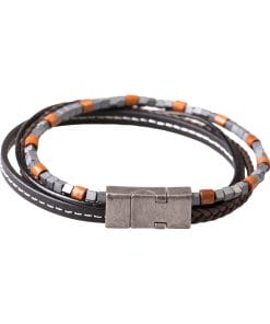 Brown Leather/Hemitie Bracelet