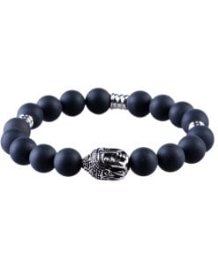 Black Agate Beaded Steel Bracelet