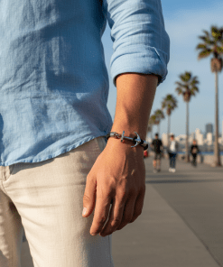 Alternative view of Stainless Steel & Black Anchor Bracelet