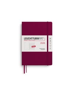 Weekly Planner & Notebook Medium (A5) 2026, Port Red