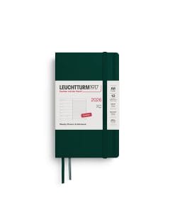 Weekly Planner & Notebook Pocket (A6) 2026, Softcover, Forest Green