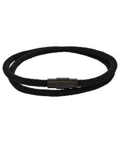 Black Cord with Ion Plated Black stainless steel bracelet