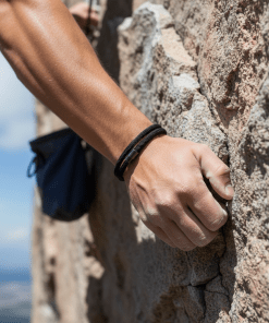 Alternative view of Black Cord with Ion Plated Black stainless steel bracelet
