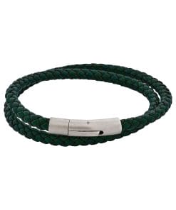 Dark Green Leather bracelet with stainless steel clasp Dark Green Leather bracelet with stainless steel clasp