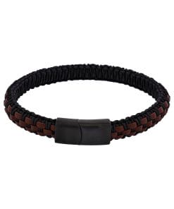 Stainless steel with Dark Brown leather bracelet