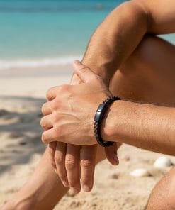 Alternative view of Stainless steel with Dark Brown leather bracelet