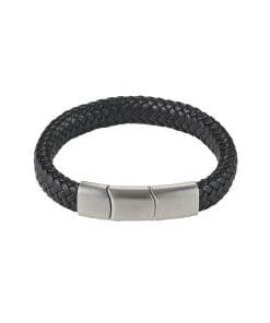 Black Leather/Steel Bracelet
